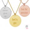 Never give up round pendant, LK-0651 - 0,50