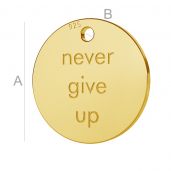 Never give up round pendant, LK-0651 - 0,50