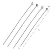 Silver headpins wire lenght 68mm - HP 0,85 - 68 mm