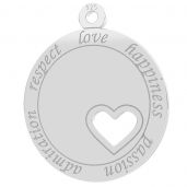 Round tag with heart pendant, LK-0746 - 0,50
