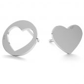 Heart post earring, LK-0776 KLS - 0,50