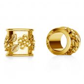 Decorative spacer with flowers bead sterling silver ODL-00202