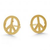 Peace symbol post earrings gold 14K LKZ-00590 KLS - 0,30 mm