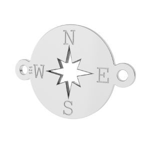 Kompass-Anhänger, Silberschmuck, Verbinder, LK-1318 - 0,50